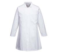 Portwest Bata De Alimentación, Un Bolsillo, De Caballero, Tamaño: S, Color: Blanco, 2202WHRS