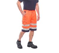 Portwest Bermudas E043ONRL – Alta visibilidad, polialgodón – Naranja/Marino Talla L