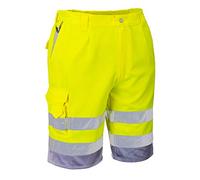 Portwest Bermudas De Alta Visibilidad De Polialgodón, Tamaño: M, Color: Amarillo/Gris, E043YGYM