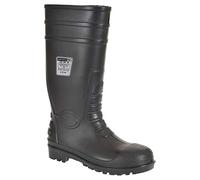 Portwest Bota Wellington Total Safety S5, Tamaño: 43, Color: Negro, FW95BKR43