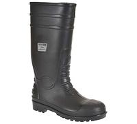 Portwest Bota Wellinton Classic S4, Tamaño 40, Color Negro, FW94BKR40