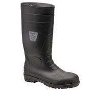 Portwest Bota Wellinton Classic S4, Tamaño 43, Color Negro, FW94BKR43