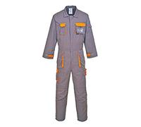 Portwest Buzo Bicolor Portwest Texo Contrast, Tamaño: S, Color: Gris, TX15GRRS