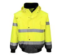 Portwest C465 Cazadora Contrast Cinta Reflectante Doble Recubrimiento de PU | Amarillo/Gris, XL, EN 342, EN ISO 20471 Clase 3, 2 Bolsillos Laterales con Cremallera, Corte Estándar, Manga Larga, Unisex