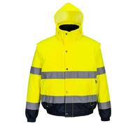 Portwest C468 Cazadora 2 en 1 Acolchado para Aislamiento Térmico Poliéster | Amarillo, S, EN ISO 20471 Clase 3, EN 342, Mangas Desmontables, Corte Estándar, Chaqueta Multi-Uso, Tejido Oxford 300D