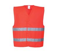 Portwest Chaleco Con Dos Bandas, Tamaño: L/XL, Color: Rojo, C474RERL/XL