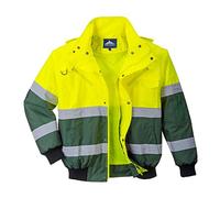 Portwest C565 Cazadora Impermeable Con cremallera Reflectante 10 bolsillos | Amarillo/Verde, 3XL, EN ISO 20471 Clase 2, EN 342, Cuello Mao, Corte Estándar, Manga Larga, Paneles en Contraste, Anilla D