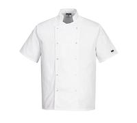 Portwest C733 Chaqueta de Chef Moderna y Ligera de Manga Corta Cumbria Blanca, M