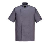 Portwest C733 Cumbria moderna ligera chaqueta de chef de manga corta, Gris Pizarra, M