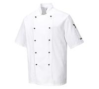 Portwest C734 Chaqueta De Chef Para Hombres Blancos Manga Corta Blanca, XXXL