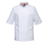 Portwest C738 Chaqueta De Chef Mesh Air Pro Manga Corta Negra/Blanca/Gris