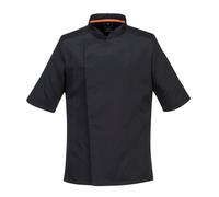 Portwest C738 Chaqueta De Chef Mesh Air Pro Manga Corta Negra/Blanca/Gris