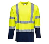 Portwest Camiseta Bicolor Cotton Comfort Manga Larga de Tejido de Punto con Cintas Reflectantes S280 Sudadera Ropa (Pack de 1)