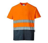 Portwest Camiseta Bicolor Cotton Comfort, Tamaño: L, Color: Naranja/Marino, S173ONRL