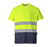 Portwest Camiseta Bicolor Cotton Comfort, Tamaño: S, Color: Amarillo/Marino, S173YNRS
