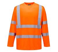 Portwest Camiseta De Manga Larga De Alta Visibilidad, Tamaño: L, Color: Naranja, S178ORRL