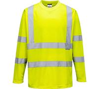 Portwest Camiseta De Manga Larga De Alta Visibilidad, Tamaño: M, Color: Amarillo, S178YERM