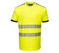Portwest Camiseta M/C De Alta Visibilidad Pw3, Tamaño: M, Color: Amarillo/Negro, T181YBRM
