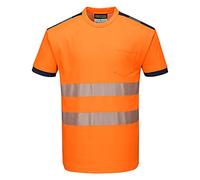 Portwest Camiseta M/C De Alta Visibilidad Pw3, Tamaño: XL, Color: Naranja/Marino, T181ONRXL