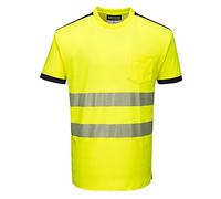 Portwest Camiseta M/C De Alta Visibilidad Pw3, Tamaño: XS, Color: Amarillo/Negro, T181YBRXS