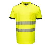 Portwest Camiseta M/C De Alta Visibilidad Pw3, Tamaño: XXXL, Color: Amarillo/Marino, T181YNRXXXL