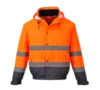 Portwest Cazadora Bicolor De Alta Visibilidad, Tamaño: XXL, Color: Naranja/Marino, S266ONRXXL
