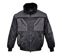 Portwest Cazadora Pilot Bicolor, Tamaño: XXL, Color: Negro/Gris, PJ20BYRXXL