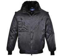 Portwest Cazadora Pilot, Tamaño: L, Color: Negro, PJ10BKRL