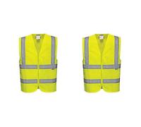 Portwest Chaleco Alta Visibilidad, Con Bandas Y Tirantes, Con Cremallera, Tamaño: M, Color: Amarillo, C375YERM