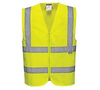 Portwest Chaleco Alta Visibilidad, Con Bandas Y Tirantes, Con Cremallera, Tamaño: XL, Color: Amarillo, C375YERXL