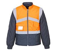Portwest Chaleco Bicolor De Alta Visibilidad - Reversible, Tamaño: XL, Color: Naranja/Marino, S769ONRXL