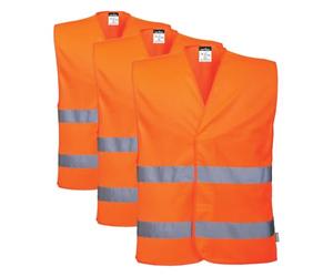 Portwest Chaleco Con Dos Bandas, Tamaño: S/M, Color: Naranja, C474ORRS/M (Paquete de 3)