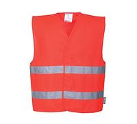 Portwest Chaleco Con Dos Bandas, Tamaño: XX/3X, Color: Rojo, C474RERXX/3X