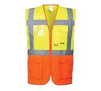 Portwest Chaleco Executive Prague, Tamaño: M, Color: Amarillo/Naranja, S376YORM