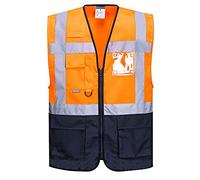 Portwest Chaleco Executive Warsaw, Tamaño: XL, Color: Naranja/Marino, C476ONRXL