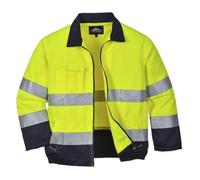 Portwest Chaqueta De Alta Visibilidad Madrid, Tamaño: L, Color: Amarillo/Marino, TX70YNRL