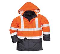 Portwest Chaqueta De Alta Visibilidad Multi-Protección Bizflame Rain, Tamaño: S, Color: Naranja/Marino, S779ONRS