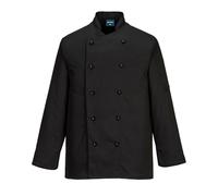 Portwest Chaqueta De Chef Somerset, Tamaño: L, Color: Negro, C834BKRL