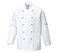 Portwest Chaqueta De Chef Somerset, Tamaño: XL, Color: Blanco, C834WHRXL