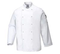 Portwest Chaqueta De Chef Suffolk, Tamaño: L, Color: Blanco, C833WHRL