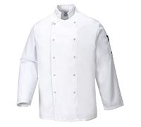 Portwest Chaqueta De Chef Suffolk, Tamaño: M, Color: Blanco, C833WHRM