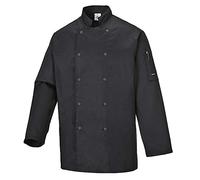 Portwest Chaqueta De Chef Suffolk, Tamaño: S, Color: Negro, C833BKRS
