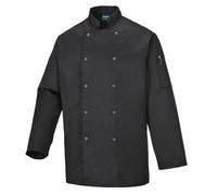 Portwest Chaqueta De Chef Suffolk, Tamaño: XL, Color: Negro, C833BKRXL