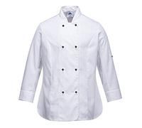 Portwest Chaqueta De Cocina Para Mujer Raquel, Con Manga Larga, Tamaño: XL, Color: Blanco, C837WHRXL