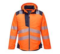 Portwest Chaqueta De Invierno De Alta Visibilidad Pw3 , Tamaño: S, Color: Naranja/Negro, T400OBRS