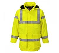 Portwest Chaqueta Ligera De Alta Visibilidad, Ignífuga Y Antiestática Bizflame Rain , Tamaño: L, Color: Amarillo, S774YERL