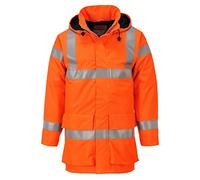 Portwest Chaqueta Ligera De Alta Visibilidad, Ignífuga Y Antiestática Bizflame Rain , Tamaño: M, Color: Naranja, S774ORRM