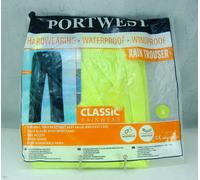 Portwest Clásico Chubasquero S441 Hombre Impermeable Pantalones Amarillo S Nuevo