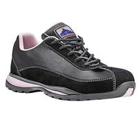 Portwest Deportivo Steelite Ladies Trainer S1P Hro, Tamaño: 41, Color: Negro/Rosa, FW39BPR41
