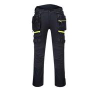 Portwest DX440 Pantalón Dx4 2 Bolsillos Laterales con Cremallera Anilla D | Negro, EN 14404, UPF 40+, Corte Estándar, 93% Poliéster, Adorno Reflectante, Ligero, 35% Algodón, Costuras con Puntada Triple